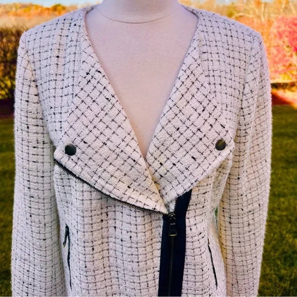 Banana Republic Factory BOUCLÉ MOTO IVORY PETITE JACKET - Picture 14 of 16